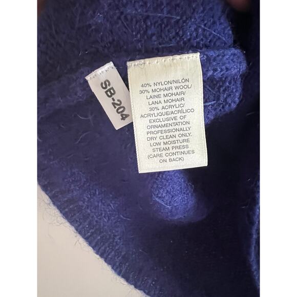 Susan Bristol Mohair Boat Neck Sweater Cocktail Blue Ombre Sequins Size Small JL - Picture 5 of 7